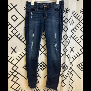 Hollister Women's Low Rise Super Skinny Distressed Raw Hem Stretch Jeans Size 11